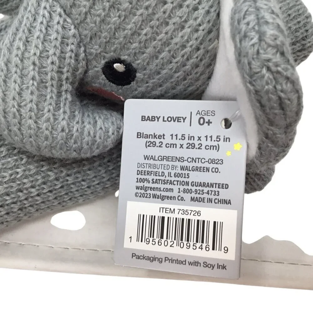 Moon and Stars Elephant NWT Lovey Security Blanket Gray Knit Plush